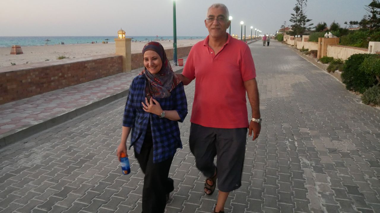 Ola al-Qaradawi and Hosam Khalaf together the day of their arrest in June 2017.