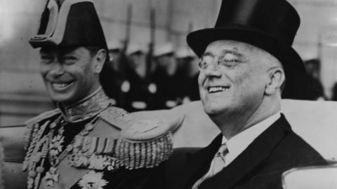 President Franklin D. Roosevelt and King George VI during the King's 1939 visit to the United States.