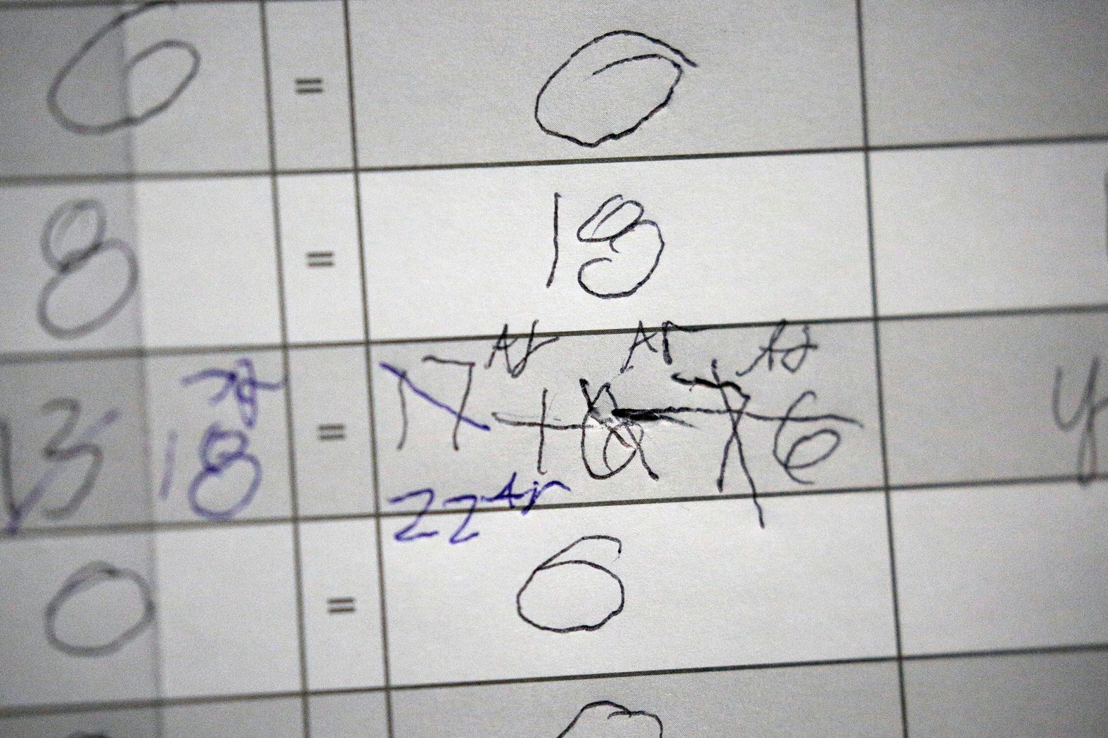 Errors and revisions are seen on a caucus poster in Henderson.