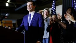 Democratic presidential candidate, former South Bend, Ind., Mayor Pete Buttigieg pauses as he speaks at a caucus night event, Saturday, Feb. 22, 2020, in Las Vegas.