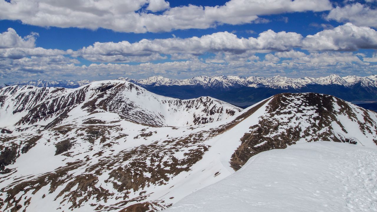 Mosquito Range in central Colorado, the same region where an avalanche nearly buried a snowmobiler.