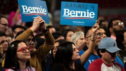 Supporters of Democratic presidential hopeful Vermont Senator Bernie Sanders cheer during a rally at Houston University in Houston, Texas on February 23, 2020. (Photo by Mark Felix / AFP) (Photo by MARK FELIX/AFP via Getty Images)