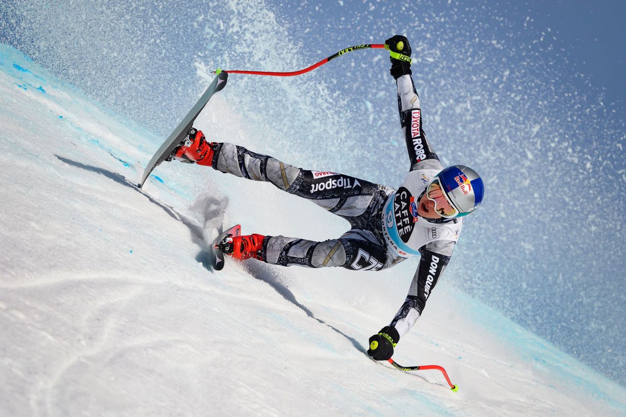 Czech Republic's Ester Ledecka competes in the women's downhill race during the FIS Alpine Ski World Cup in Crans-Montana on February 21. 