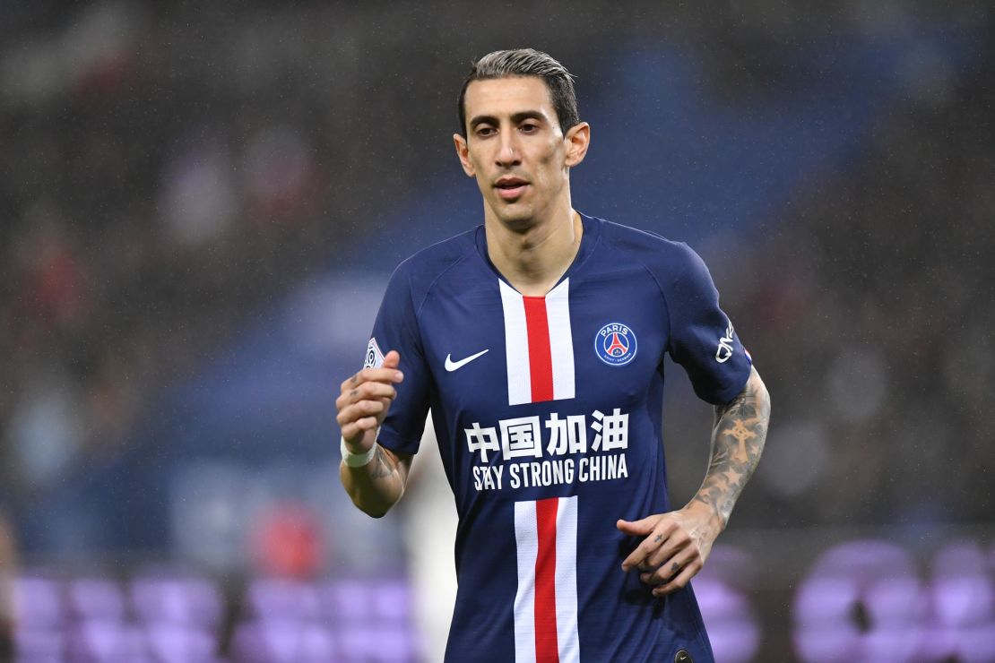 PSG's official sponsor was replaced with a messge of solidarity for China.