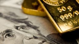 Gold bar - dollar - stock