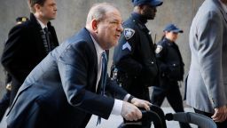Harvey Weinstein arrives at a Manhattan courthouse during jury deliberations in his rape trial, Monday, Feb. 24, 2020, in New York.