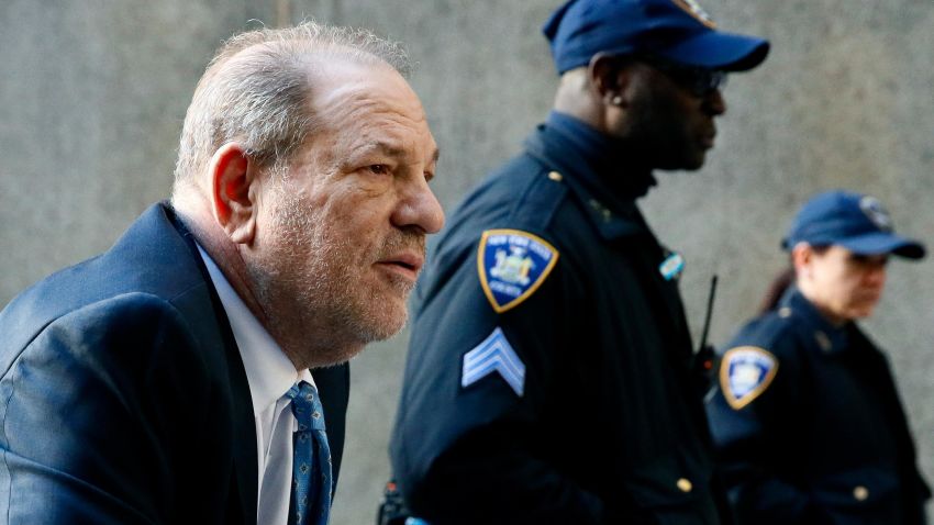 Harvey Weinstein arrives at a Manhattan courthouse as jury deliberations continue in his rape trial, Monday, Feb. 24, 2020, in New York. (AP Photo/John Minchillo)