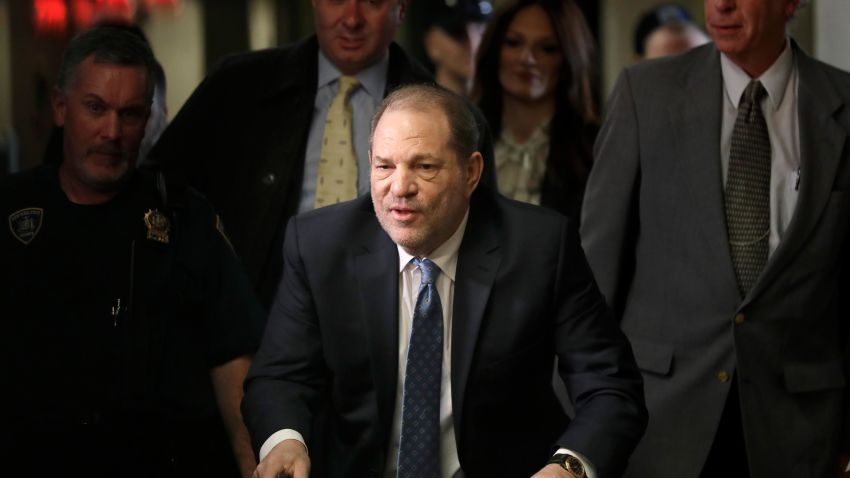 Harvey Weinstein arrives at a Manhattan courthouse for jury deliberations in his rape trial, Monday, Feb. 24, 2020, in New York.