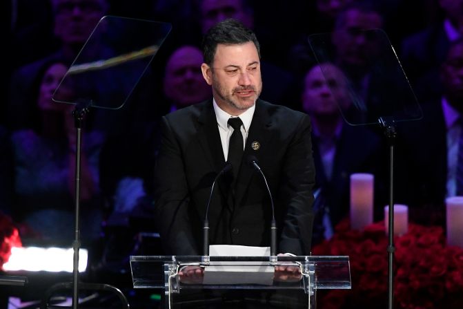 Jimmy Kimmel gave a heartfelt speech before introducing Vanessa Bryant, Kobe Bryant's widow.