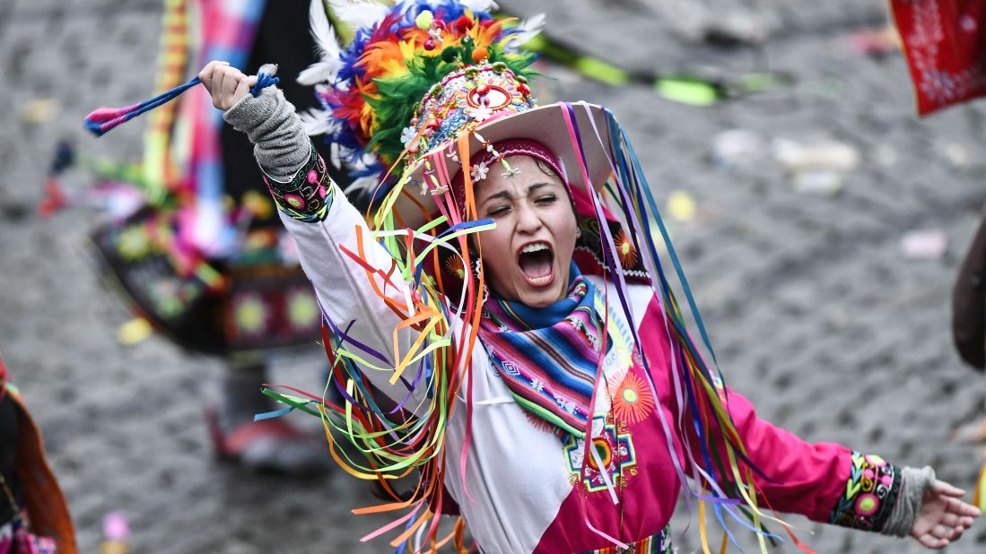 <strong>Düsseldorf, Germany:</strong> Carnival is truly international. A reveler from Bolivia celebrates during the traditional Carnival parade in Düsseldorf, Germany, on Monday, February 24. Click through the gallery for more photos of celebrations around the world from Carnival season 2020: