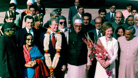 In January 1978, US President Jimmy Carter visited India. He was welcomed by Prime Minister Moraji Desai.