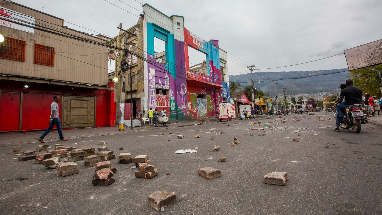 Main roads through the city of Port au Prince are blocked after Sunday's clash between Haitian police and the army in Port au Prince, Haiti February 24, 2020. 