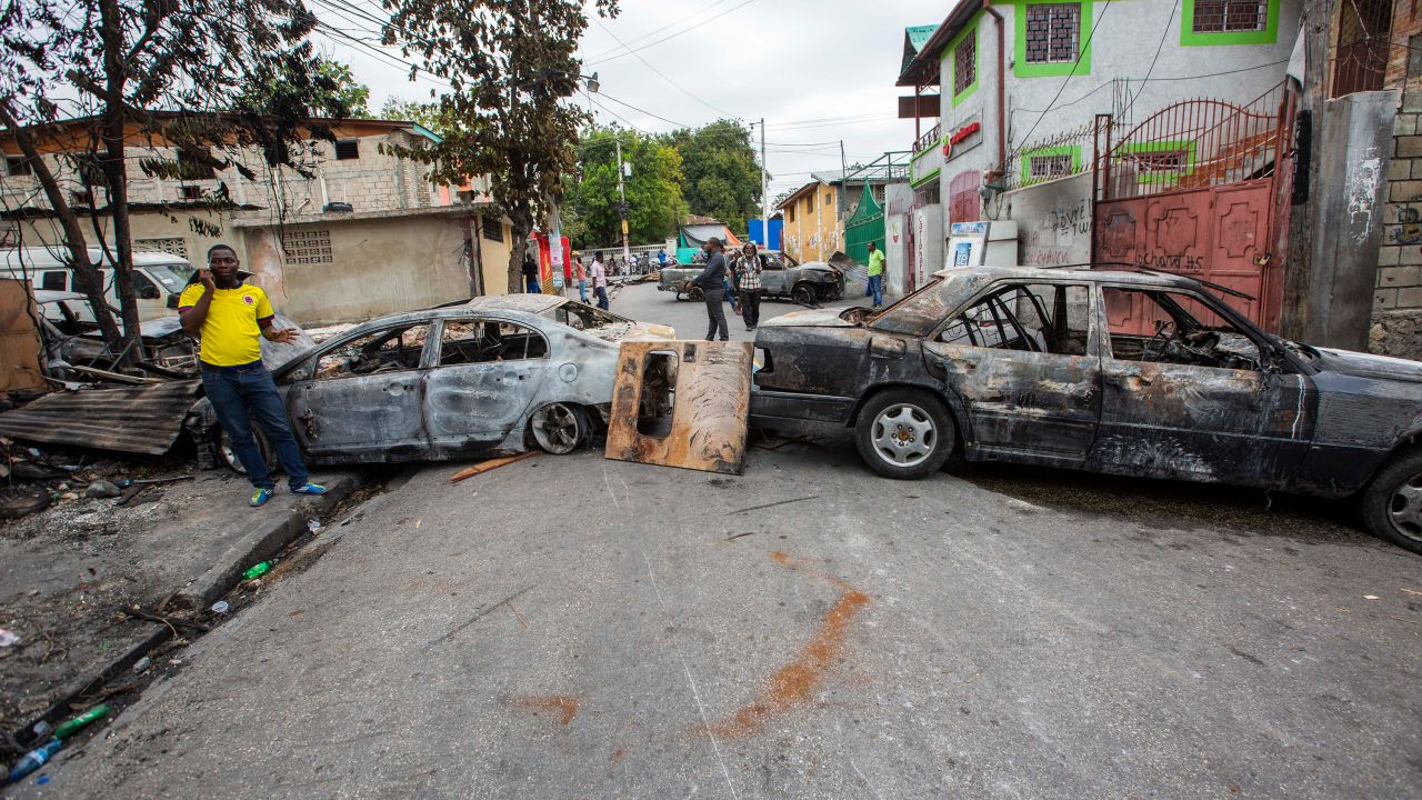Main roads through the city of Port au Prince are blocked after Sunday's clash between Haitian police and the army in Port au Prince, Haiti February 24, 2020.