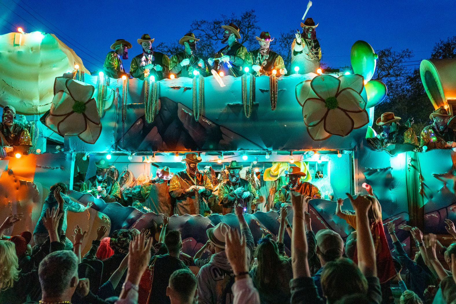 The Krewe of Bacchus parade takes place in New Orleans ahead of Mardi Gras. "Krewes" are social clubs that organize various parades and parties.
