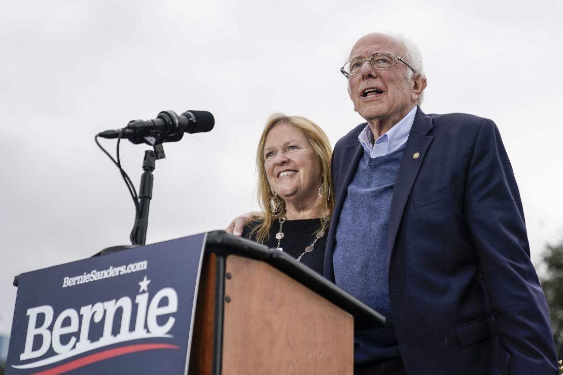 Sanders and his wife Jane Sanders arrive for a campaign rally at Vic Mathias Shores Park on February 23, 2020 in Austin, Texas. With early voting underway in Texas, Sanders is holding four rallies in the delegate-rich state this weekend before traveling on to South Carolina. Texas holds their primary on Super Tuesday March 3rd, along with over a dozen other states. 
