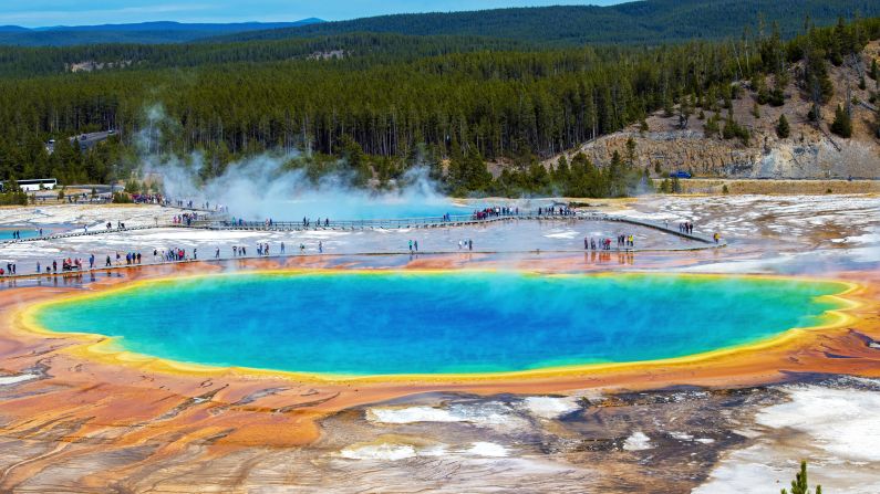 <strong>Yellowstone National Park </strong>was the <a href="index.php?page=&url=https%3A%2F%2Fwww.cnn.com%2Ftravel%2Farticle%2Fnational-park-service-history-first-sites-feat%2Findex.html" target="_blank">nation's first national park</a>. It hosted 4 million visits last year, including those who wanted to see the famous Grand Prismatic Spring. 