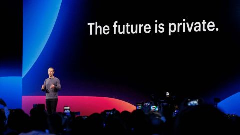 Facebook CEO Mark Zuckerberg introduces new  privacy features at the Facebook F8 Conference on April 30, 2019. 