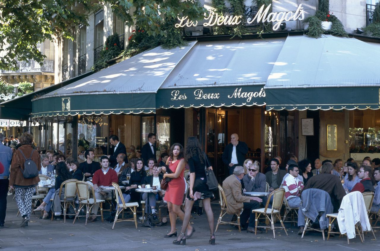 Les Deux Magots is one of Paris' landmark cafes.