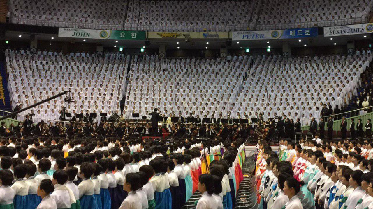 One of Shincheonji's mass worship events.