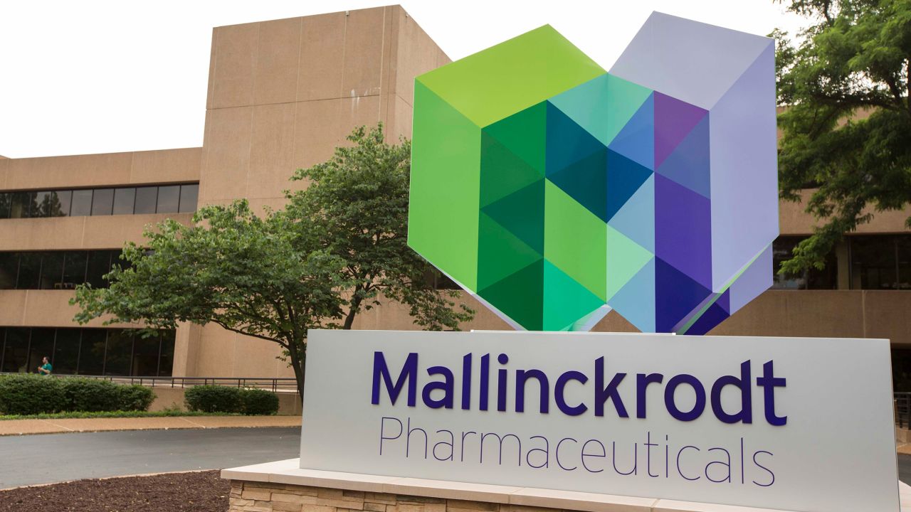 The exterior of the Mallinckrodt Pharmaceuticals office in St. Louis.