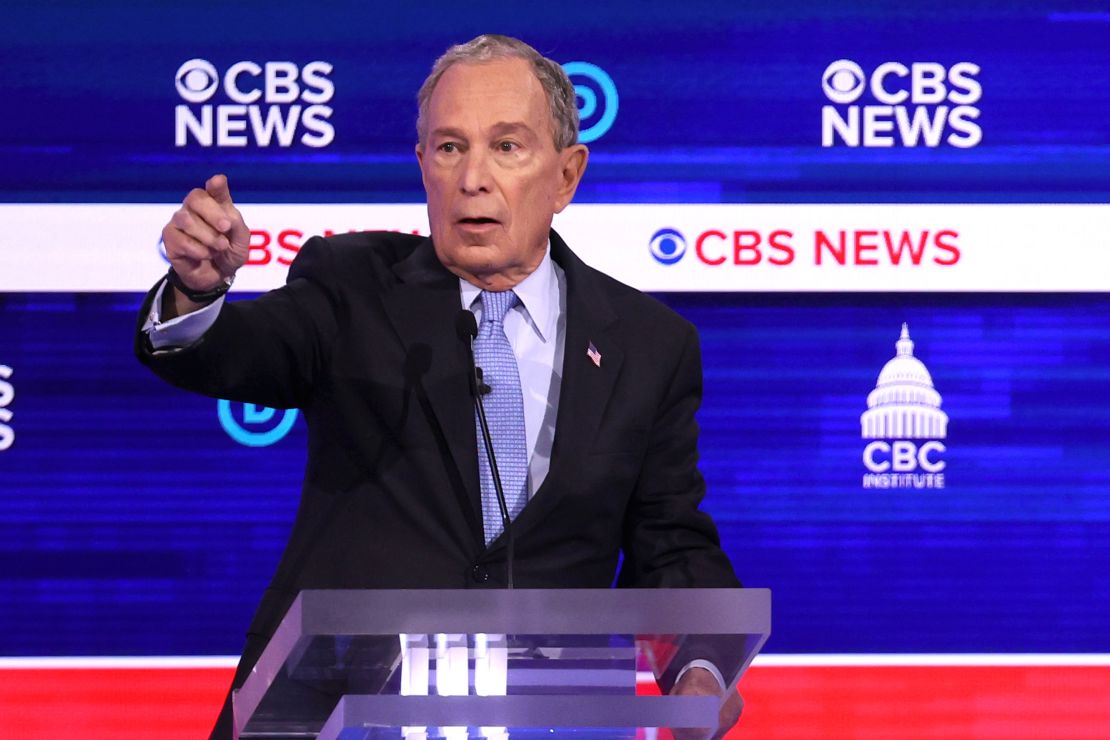 Democratic presidential candidate former New York City Mayor Mike Bloomberg speaks during the Democratic presidential primary debate at the Charleston Gaillard Center on February 25, 2020 in Charleston, South Carolina.