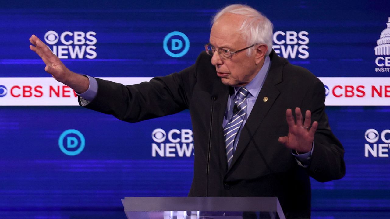 Democratic presidential candidate Sen. Bernie Sanders (I-VT) speaks during the Democratic presidential primary debate at the Charleston Gaillard Center on February 25, 2020 in Charleston, South Carolina.