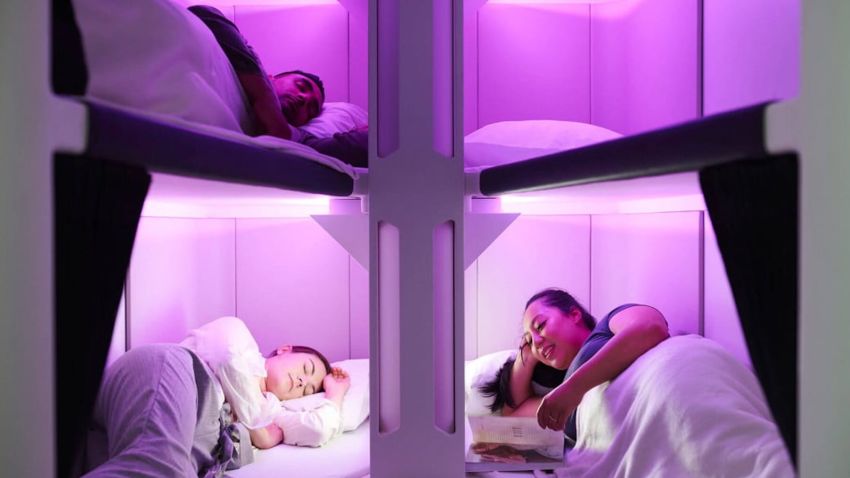 On Tuesday, February 26, the airline filled patent and trademark applications for its "Economy Skynest." The result of three years of research, development and testing based on the input of more than 200 customers at a hanger in Auckland, the Skynest will feature six full length lie-flat sleep pods.