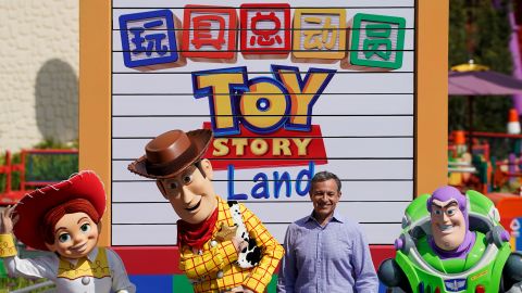 In 2018, Iger attends the opening event of Disney-Pixar's Toy Story Land, the seventh themed land in Shanghai Disneyland.