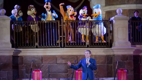 Iger delivers a speech during a celebration ceremony that marked the Shanghai resort's first anniversary.