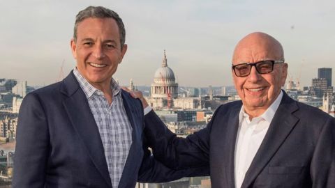 Iger poses for a picture with 21st Century Fox Executive Chairman Rupert Murdoch. The acquisition of 21st Century Fox took place in March 2019.