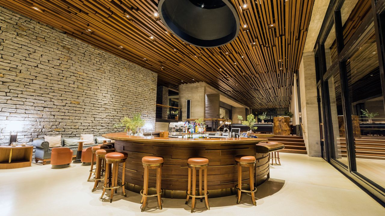 <strong>Natural elements. </strong>The design of the winery relies heavily on natural elements like wood and stone.