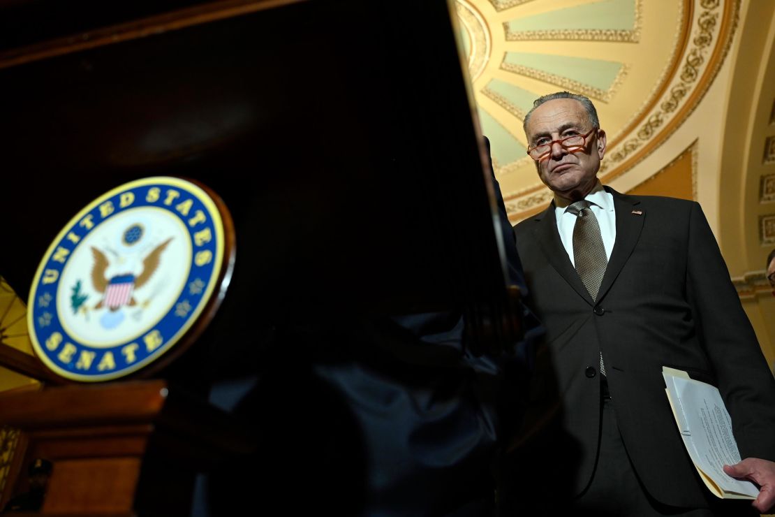 Senate Minority Leader Sen. Chuck Schumer listens during a news conference on Capitol Hill in Washington, Tuesday, Feb. 25, 2020.