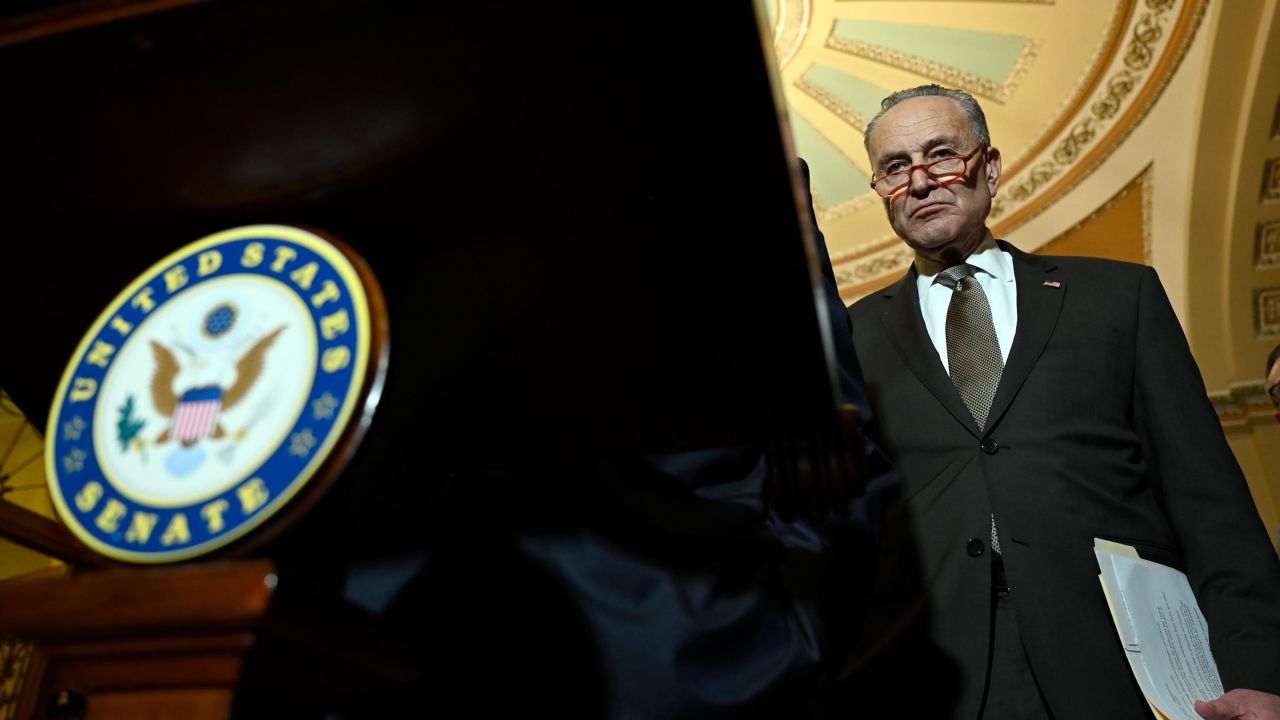 Senate Minority Leader Sen. Chuck Schumer listens during a news conference on Capitol Hill in Washington, Tuesday, Feb. 25, 2020. 