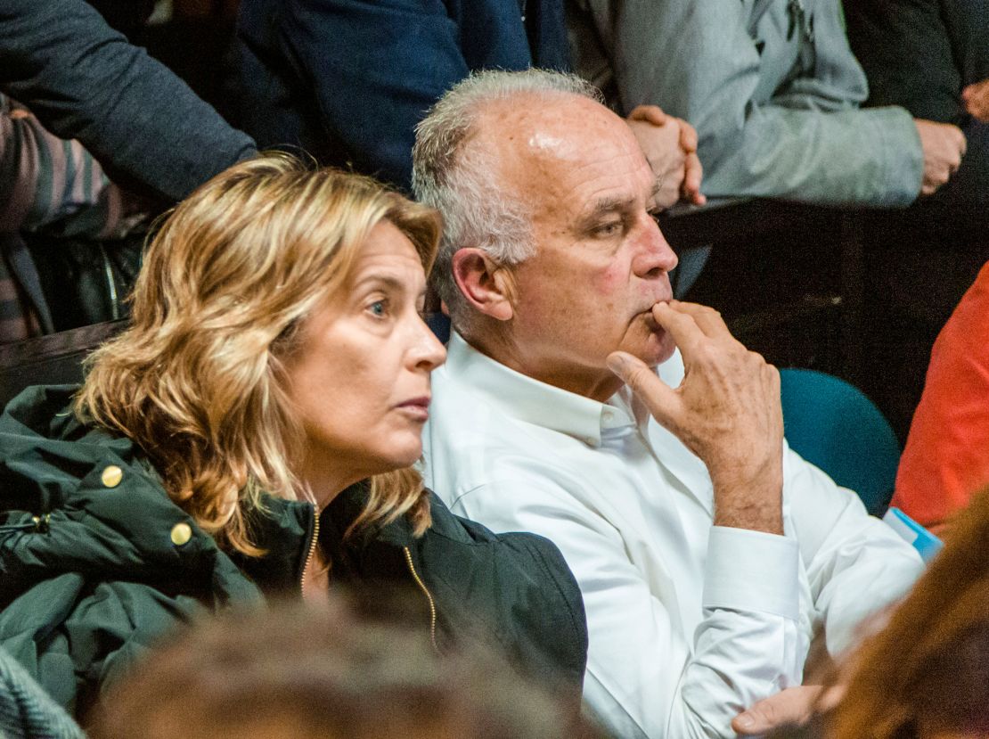 Leah and Ethan Elder, parents of American student Finnegan Lee Elder, attend the opening of their son's trial in Rome on Wednesday.