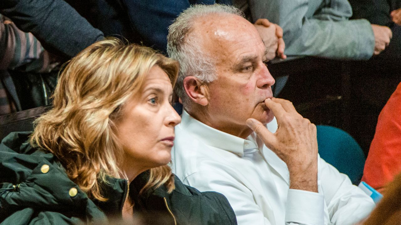 Leah and Ethan Elder, parents of American student Finnegan Lee Elder, attend the opening of their son's trial in Rome on Wednesday.