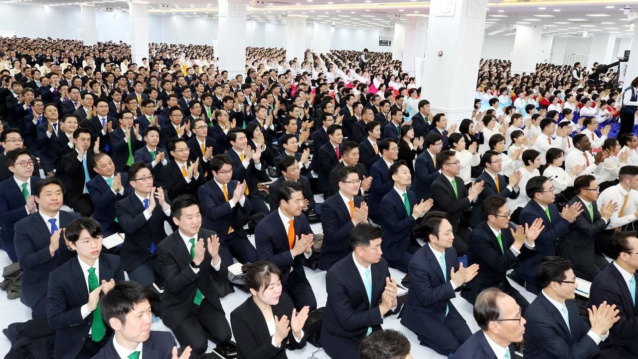 Shincheonji's Annual General Assembly in Gwacheon, South Korea, on January 12, 2020.  