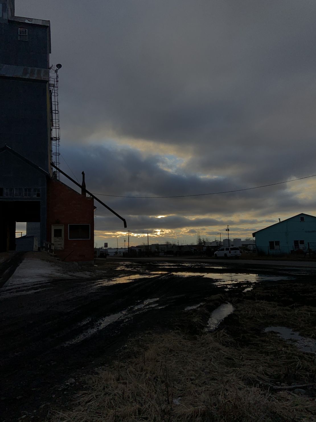 A view of Hardin, Montana, as dusk approaches.