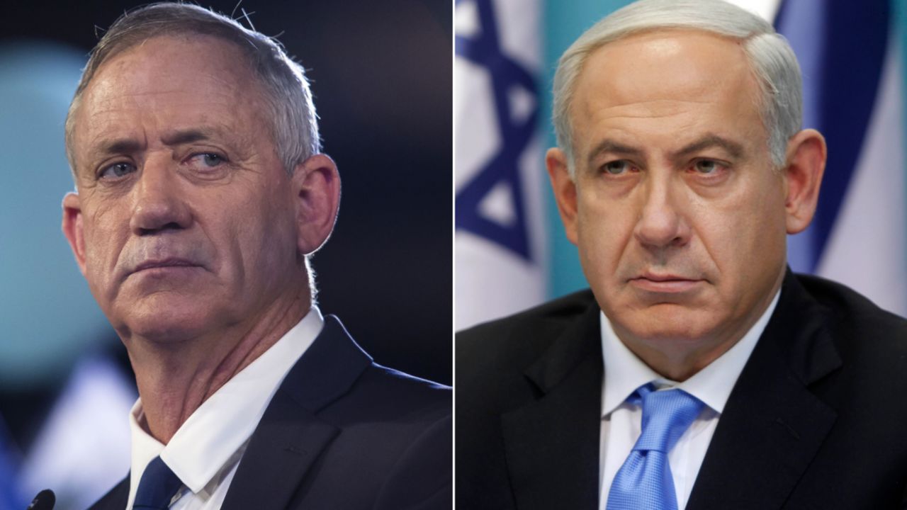 Israel's Prime Minister Benjamin Netanyahu and Blue and White party leader Benny Gantz.