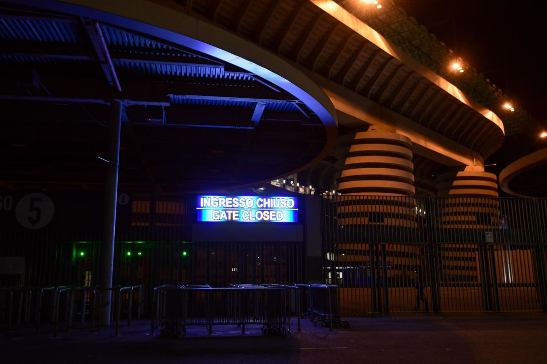 The San Siro stadium was closed to the public as a safety measure against coronavirus.