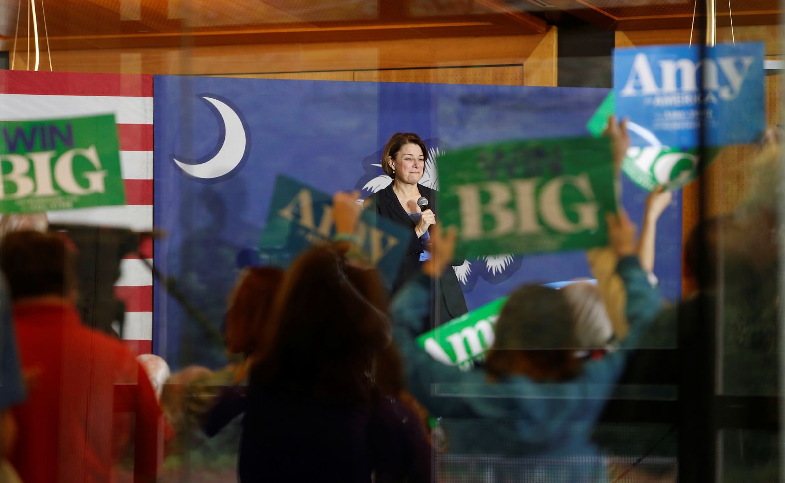 US Sen. Amy Klobuchar speaks to supporters at a campaign event in Charleston on Wednesday. 