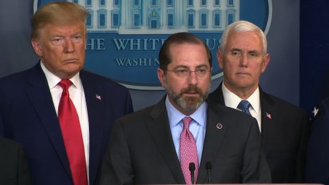 Health and Human Services Secretary Alexander Azar appears at press conference with President Donald Trump and Vice President Mike Pence.