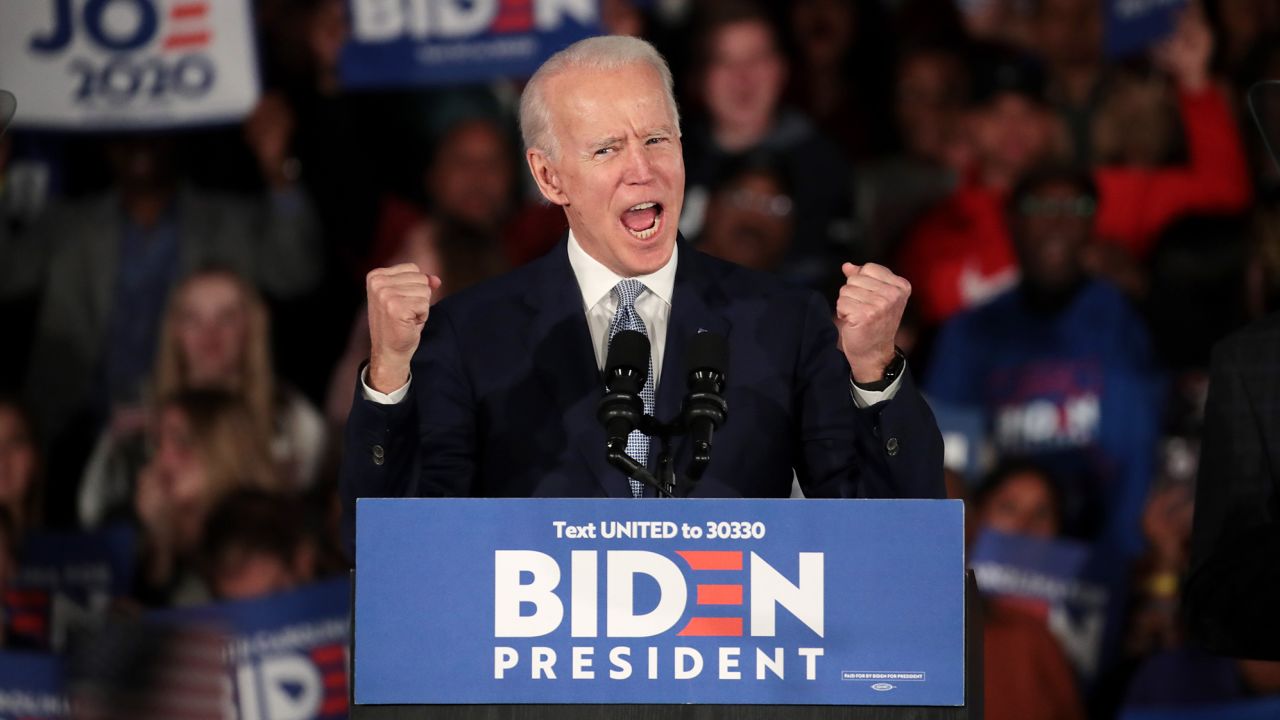 COLUMBIA, SOUTH CAROLINA - FEBRUARY 29: Democratic presidential candidate former Vice President Joe Biden speaks at his primary night event at the University of South Carolina on February 29, 2020 in Columbia, South Carolina. South Carolina is the first-in-the-south primary and the fourth state in the presidential nominating process.