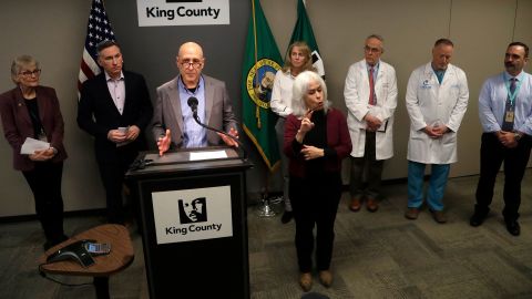 Dr. Jeff Duchin, a health officer with King County, addresses a news conference on Saturday, February 29, 2020, in Seattle.