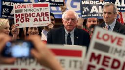 WASHINGTON, DC - APRIL 10:  Sen. Bernie Sanders (I-VT) speaks while introducing health care legislation titled the "Medicare for All Act of 2019" with Sen. Kirsten Gillibrand (D-NY) and Sen. Jeff Merkley (D-OR), during a news conference on Capitol Hill, on April 9, 2019 in Washington, DC.  (Photo by Mark Wilson/Getty Images)