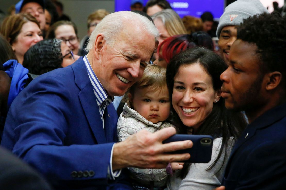 Biden takes photos with audience members at the end of a campaign event at Saint Augustine's University in Raleigh, North Carolina.