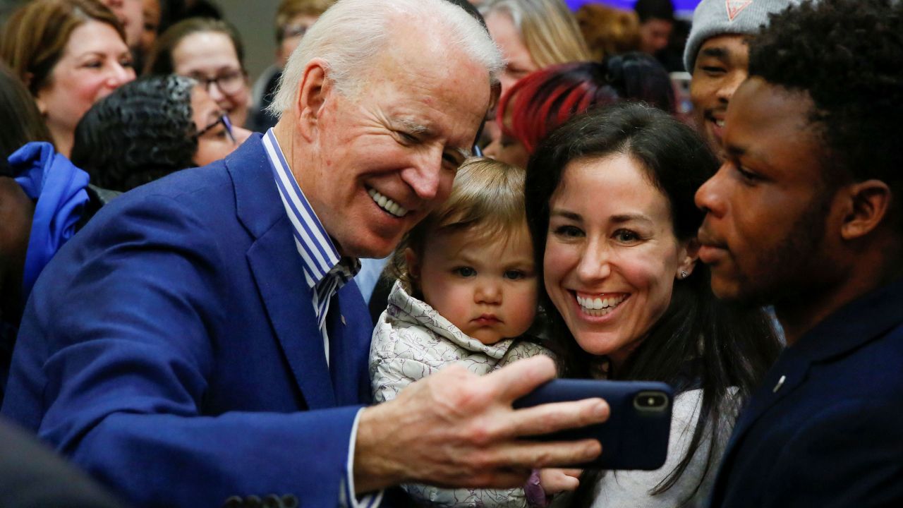 Biden takes photos with audience members at the end of a campaign event at Saint Augustine's University in Raleigh, North Carolina.