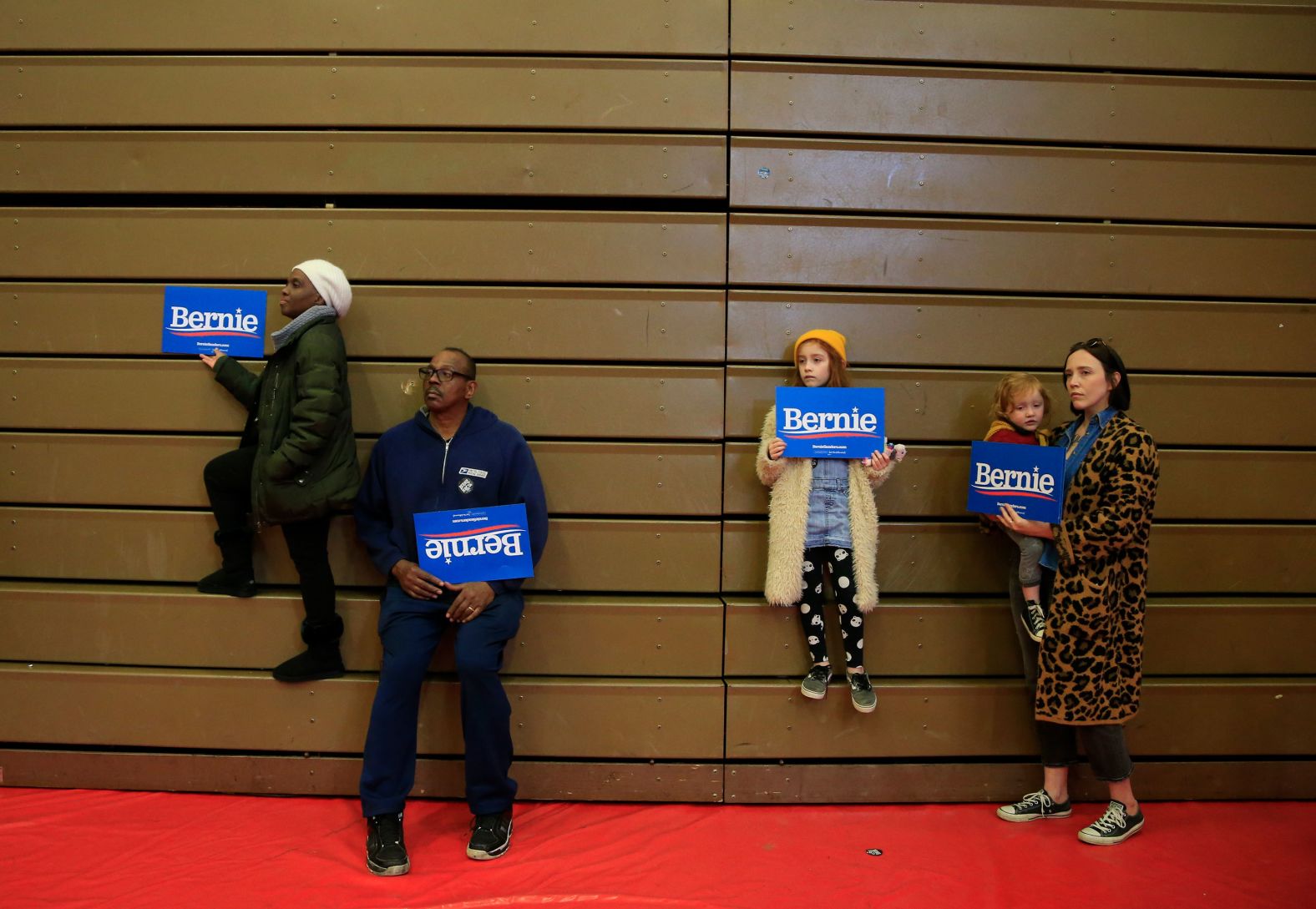 Sanders supporters listen as the candidate speaks in Winston-Salem, North Carolina, on Thursday.