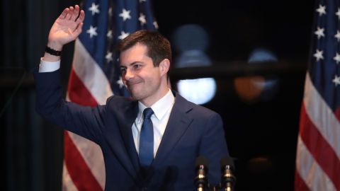Pete Buttigieg announces he is ending his campaign during a speech at the Century Center on March 01, 2020 in South Bend, Indiana.