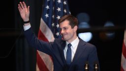 SOUTH BEND, INDIANA - MARCH 01: Former South Bend, Indiana Mayor Pete Buttigieg announces he is ending his campaign to be the Democratic nominee for president during a speech at the Century Center on March 01, 2020 in South Bend, Indiana. Buttigieg was declared winner of the Iowa caucus after a confusing vote count but, yesterday finished fourth in the South Carolina primary. (Photo by Scott Olson/Getty Images)