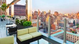 The Skyline Rooftop Bar & Lounge at the Marriott Fairfield Inn New York Midtown.